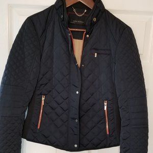 Zara navy quilted jacket with gold accents